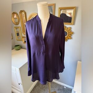 Vince purple crepe silk blouse with plackets. Size small